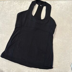 Lululemon Black scoop tank with built in bra, size 10